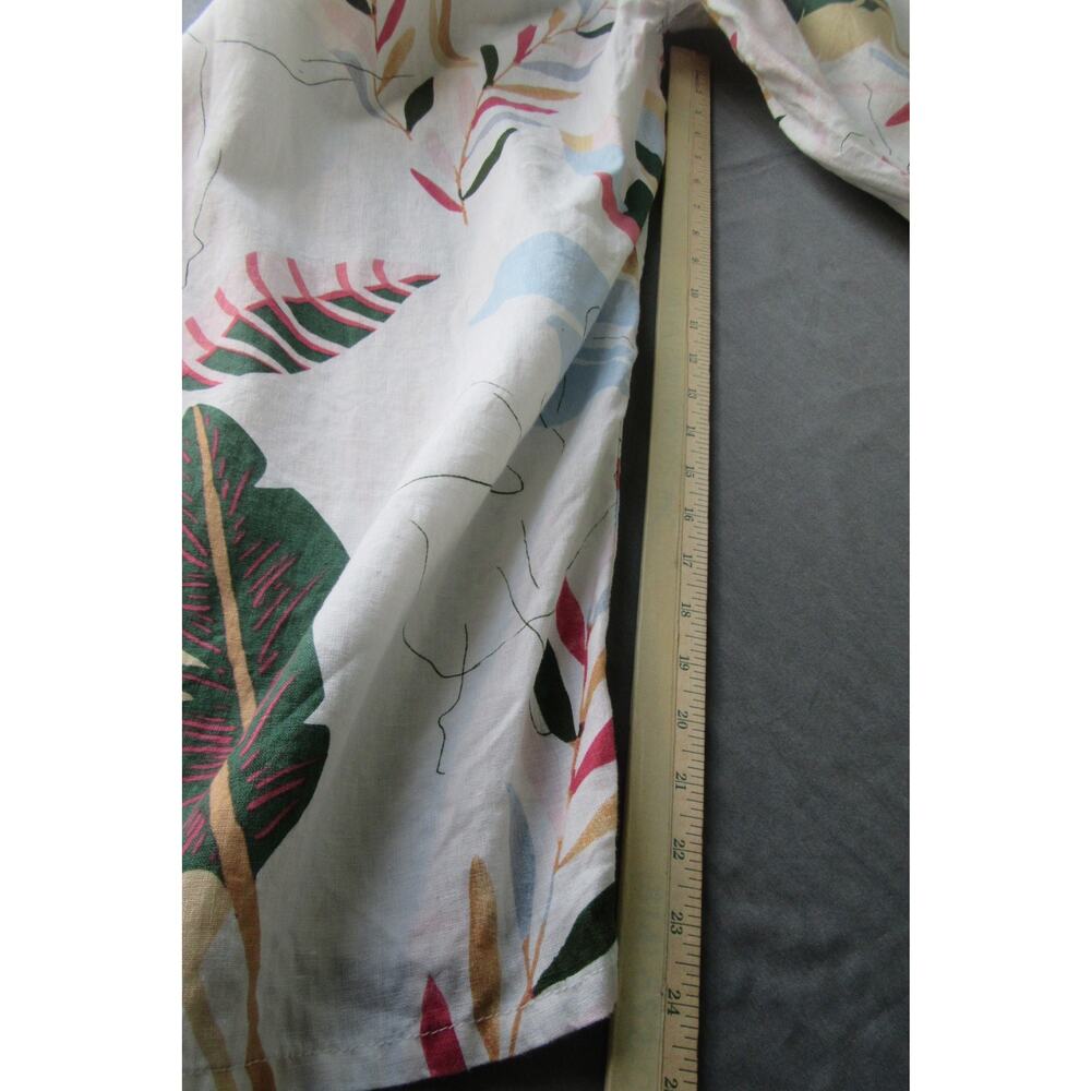 Cynthia Rowley 100% Linen Wide Leg Pull-On Crop Pants XL White Floral Beach Boho - Picture 9 of 11